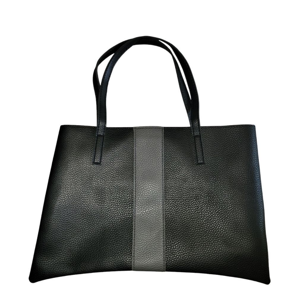 Vince Camuto luck tote black with with gray stripe. ^